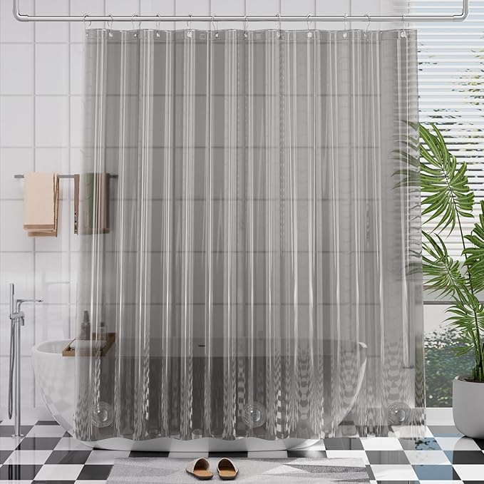 AmazerBath Premium EVA Shower Curtain Clear Grey, Luxury Shower Curtain Grey by AmazerBath