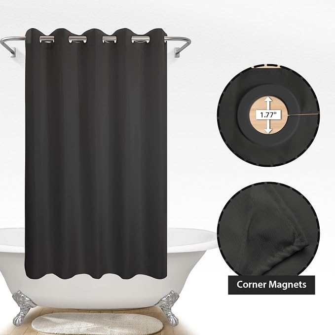 River Dream No Hook Hotel Cloth Black Shower Curtain Microfiber Waterproof - Image 5