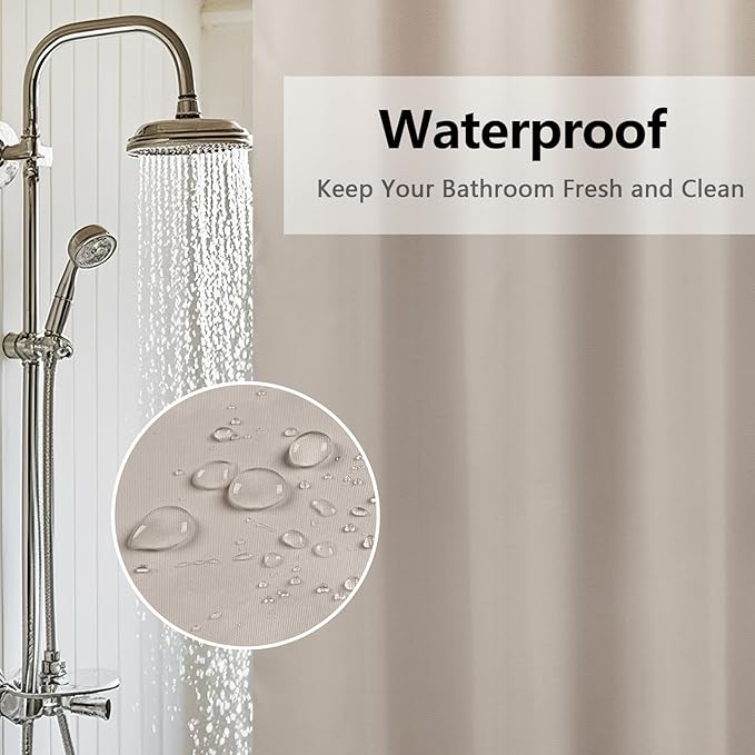 Waterproof Fabric Shower Curtain Liner Khaki - Image 4