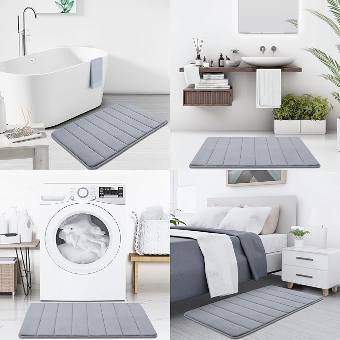 Buganda Memory Foam Bath Mat, Ultra Soft and Non-Slip Bathroom Rugs, Water - Image 7
