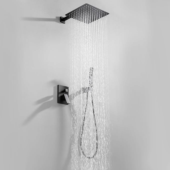 WELLFOR Matte Black 10-in Wall Mounted Shower Faucet Set - Image 3