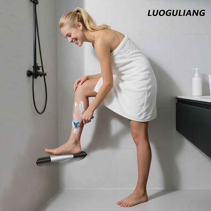 Shower Foot Rest Bar, Matte Black Corner Shower Foot Rest - Image 2