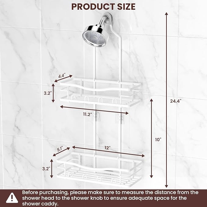 REINHARDT Shower Caddy Hanging, Rustproof Shower Caddy Anti-Swing Shower - Image 6