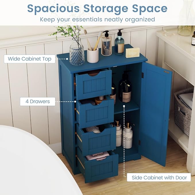 Tangkula Bathroom Floor Cabinet, Freestanding Storage Cabinet - Image 7