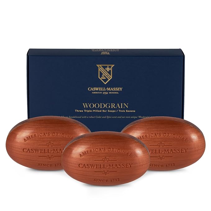 Caswell-Massey Triple Milled Heritage Woodgrain Sandalwood Three-Soap Set by Caswell-Massey