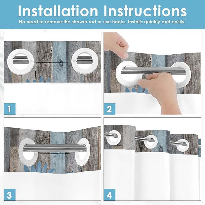 No Hook Rustic Farmhouse Shower Curtain - Image 5