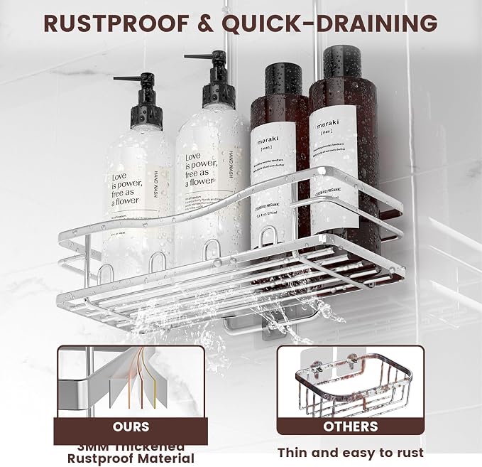REINHARDT Shower Caddy Hanging, Rustproof Shower Caddy Anti-Swing Shower - Image 4