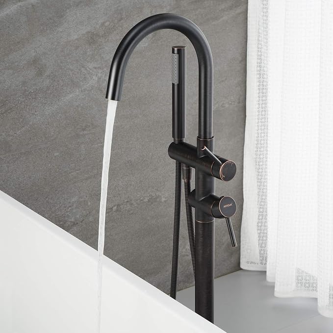 Freestanding Tub Filler Bathtub Faucet Oil Rubbed Bronze Floor Mount Brass - Image 5