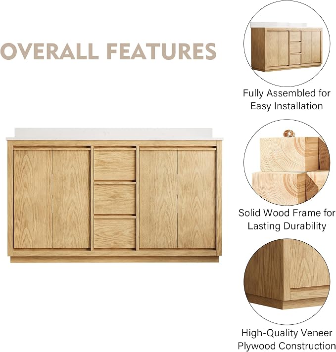 WELLFOR 60" Bathroom Vanity - Image 3