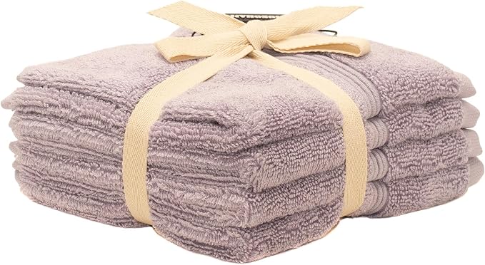 Mosobam Luxury Turkish Towels Set of 4 Washcloths 13X13 Lavender Aura 700 GSM - Image 2