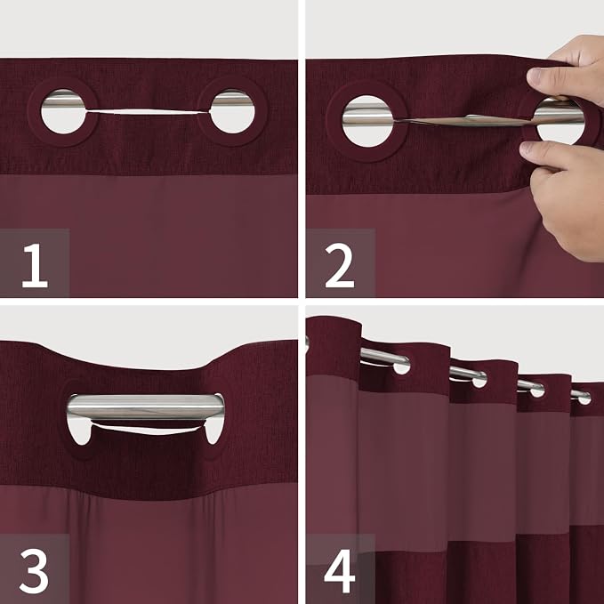 No Hooks Needed Linen Textured Shower Curtain - Image 4