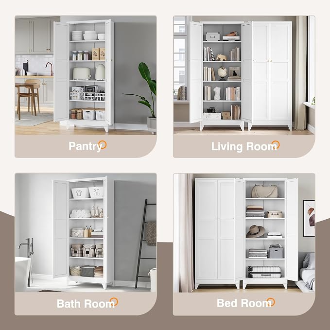 Yizosh Metal Pantry Cabinet, Cupboard - Image 5