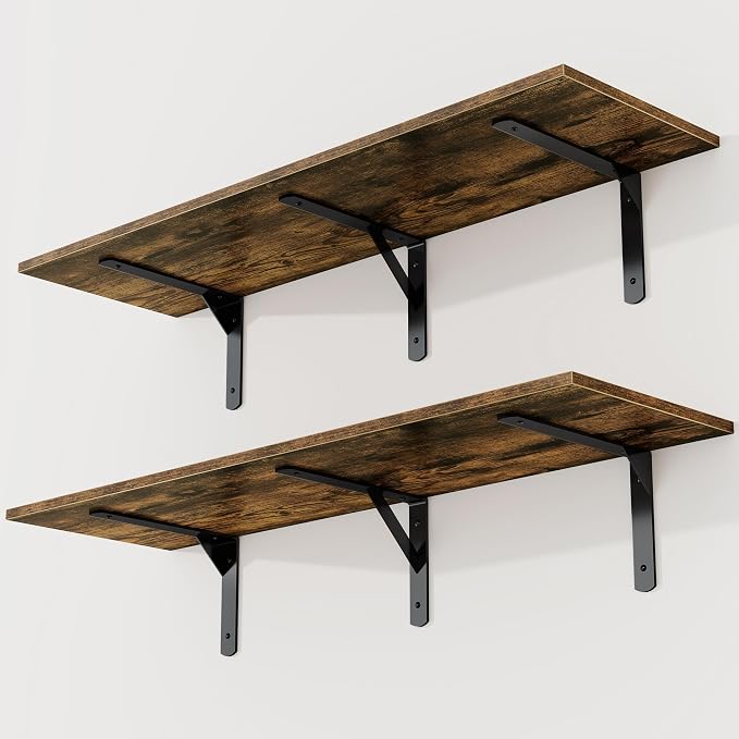 Floating Shelves 40"W x 12"D, Deep Wall Shelves by FunMemories