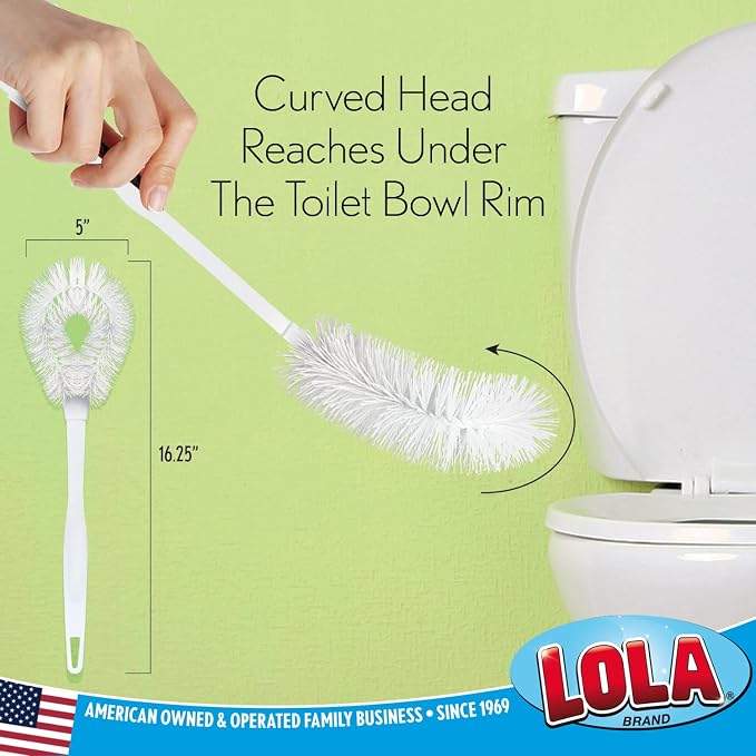 LOLA Toilet Bowl Brush w/Curved Head, Coated Wire, Durable Poly Bristles - Image 2