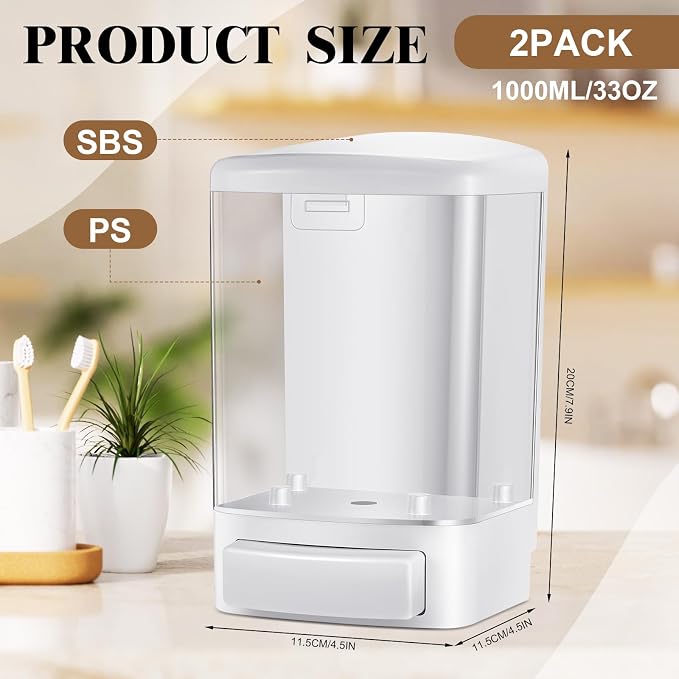 Hushee 2 Pcs Commercial Soap Dispenser Wall Mounted Manual Soap Dispenser - Image 2