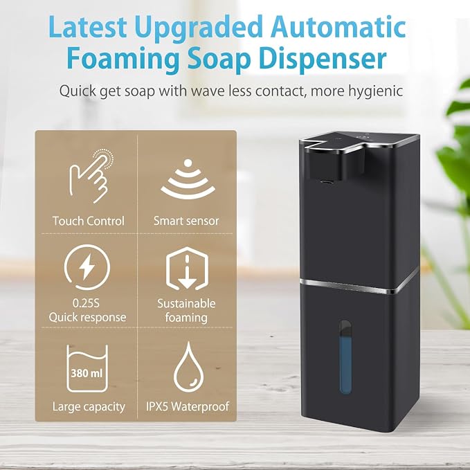 Automatic Foaming Soap Dispenser Touchless 380ml/12.8oz Rechargeable Hand Soap - Image 2