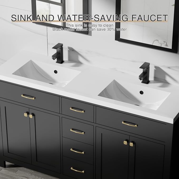 LUCKWIND 60" Bathroom Vanity and Sink Combo, Painted Modern Bathroom Storage - Image 5