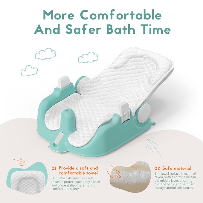 BabyBond Baby Bath Seat with Sitting & Lying 2 Modes, 3-Speed Adjustment - Image 3