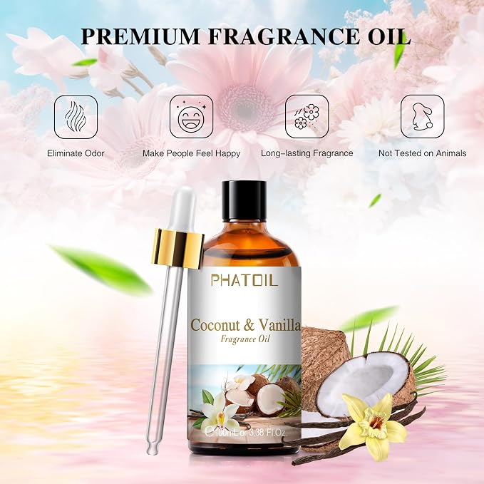 PHATOIL 3.38FL.OZ Coconut & Vanilla Fragrance Oils - Image 3