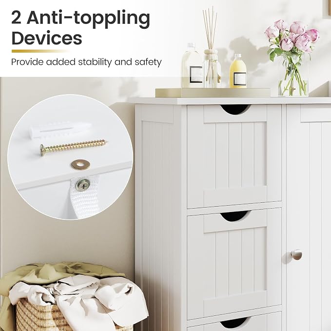 Tangkula Bathroom Floor Cabinet, Freestanding Storage Cabinet - Image 7