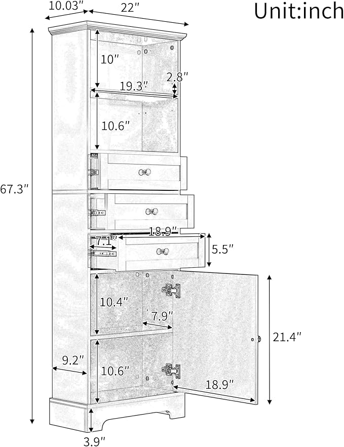 Favfurish 67" Tall Bathroom Storage Cabinet - Image 2