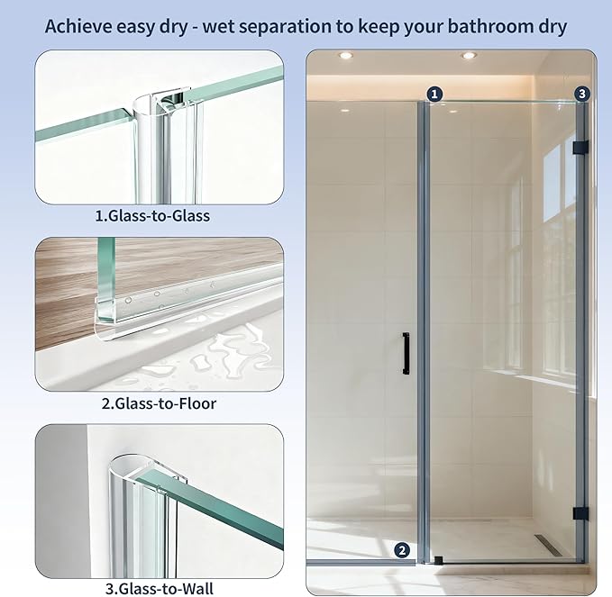4PCS 39" Glass Shower Door Seal Strip, Shower Door Side Seal Strip - Image 6