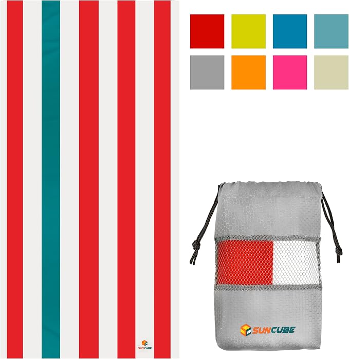 SUN CUBE Microfiber Beach Towel, Quick Dry Sand Free Beach Towel, Lightweight - Image 2
