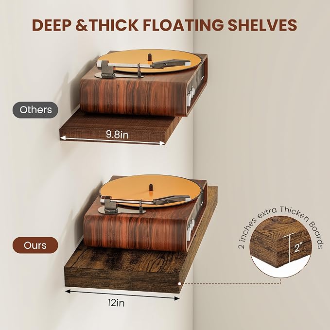 Vivelove 12" Deep Floating Shelves - Image 3
