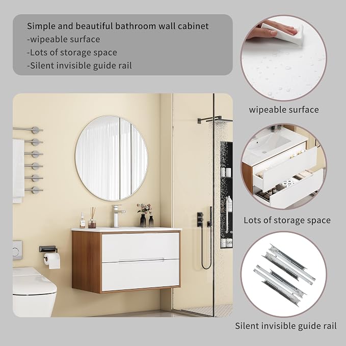 32" Wall Mounted Bathroom Vanity - Image 7