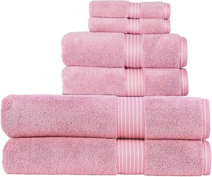 Christy Supreme Hygro 6 Piece Towel Set | Blush | 100% Luxury Supima Cotton | by Christy