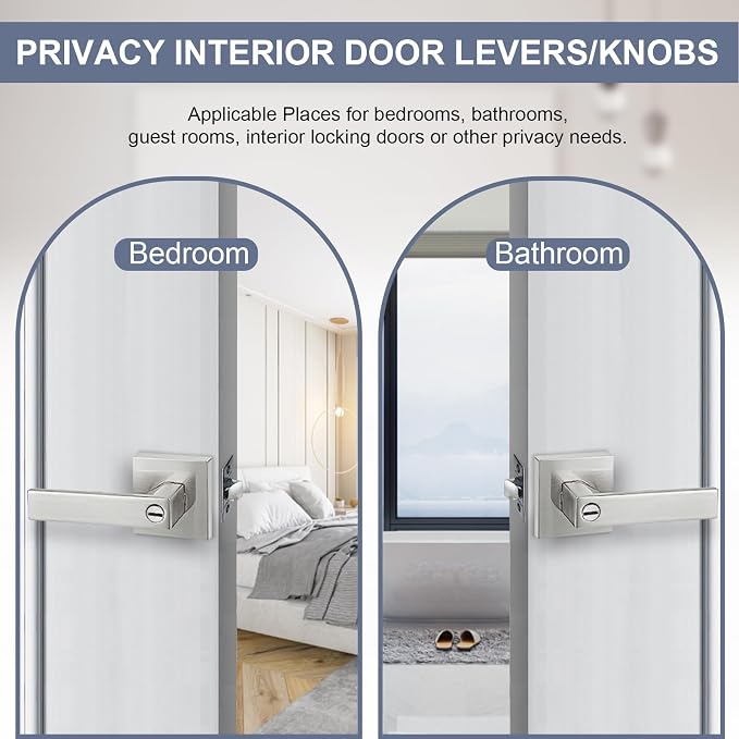Privacy Interior Door Handle, 5 Pack Heavy Duty Door Lever - Image 4