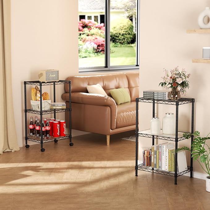 SINGAYE 3 Small Shelves Storage Shelf Wire Shelving Unit Metal Shelf Adjustable - Image 6