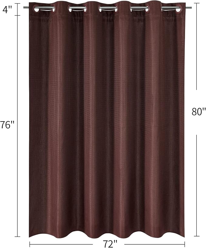 MitoVilla Brown Waffle Long Shower Curtain Liner Set 72 x 80, No Hooks Needed - Image 7