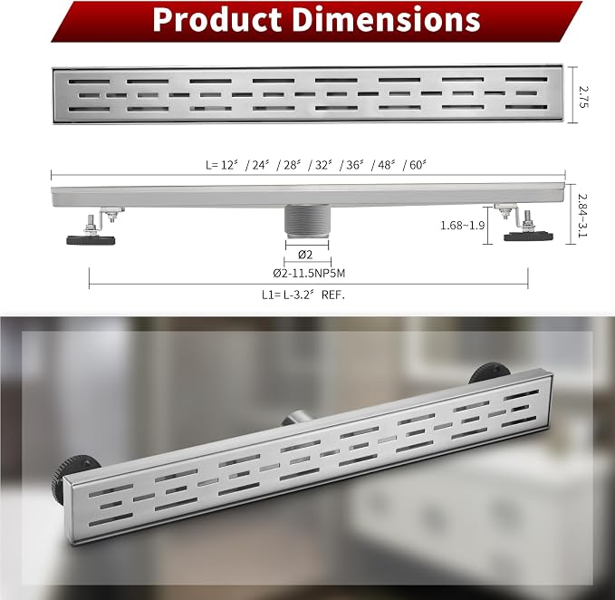 Sharp-tec Linear Shower Drain, 28 inch Shower Drain - Image 6