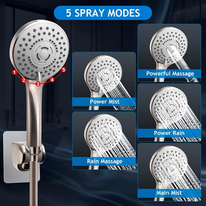 Shower Head Combo, Powerful Shower Spray Against Low Pressure Water - Image 3