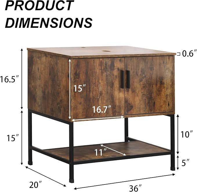 UEV Rustic Brown 36" Bathroom Vanity - Image 2