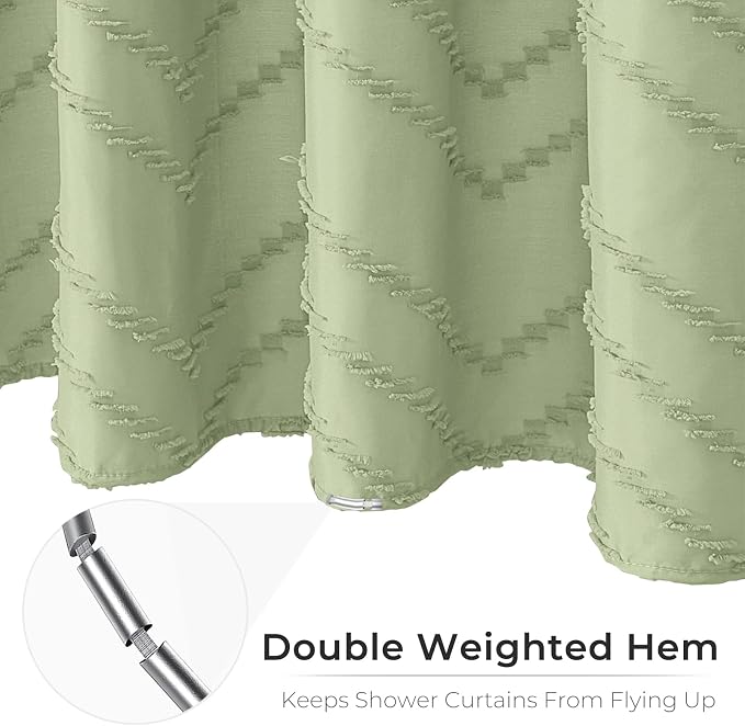 Green Boho Shower Curtain - Image 6
