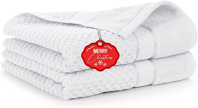Ample Decor 100% Cotton Christmas White Hand Towel by AmpleDecor