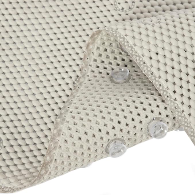 Bathtub Mat Non Slip Ivory 36” X 17” Shower Mat Soft Foam Bath Mats by DwellAid
