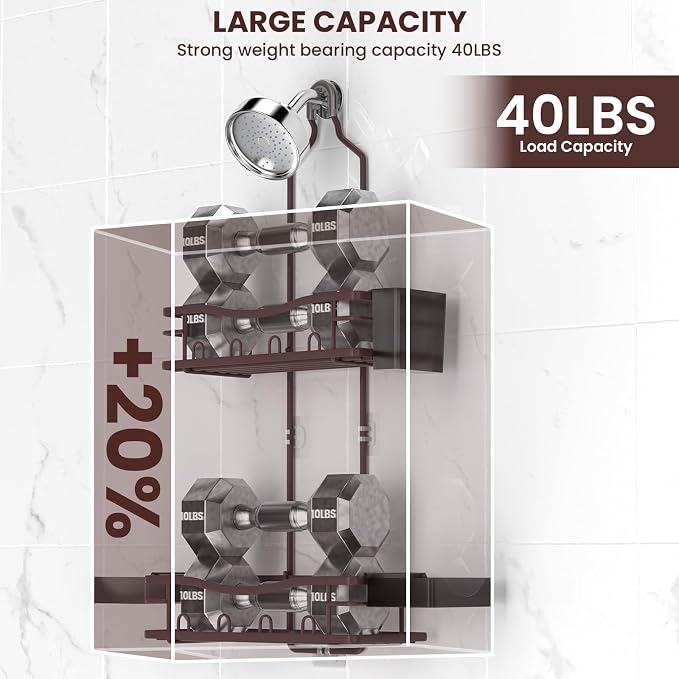 REINHARDT Shower Caddy Hanging, Rustproof Shower Caddy Anti-Swing Shower - Image 3