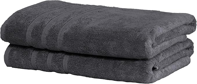 Mosobam Luxury Turkish Set of 2 Bath Towels 30X58 Charcoal Gray 700 GSM Bamboo by Mosobam