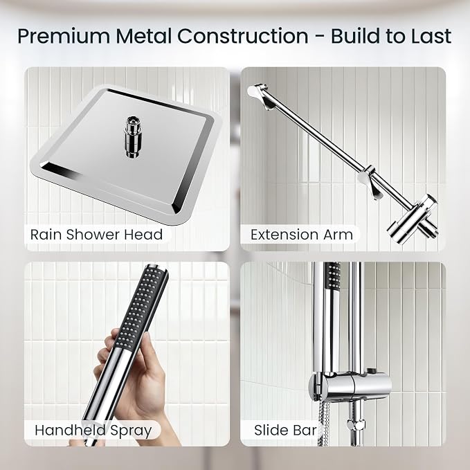Veken 10" Luxurious All Metal Rain Shower Head - Image 6