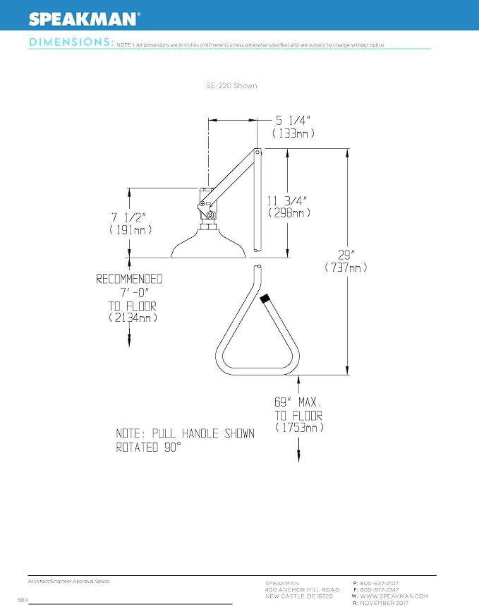 Speakman SE-220 Lifesaver Vertical Supply Emergency Shower - Image 3