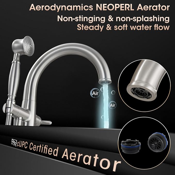 Brushed Nickel Freestanding Bathtub Faucet, Brass Floor Mount Tub Faucet High - Image 5