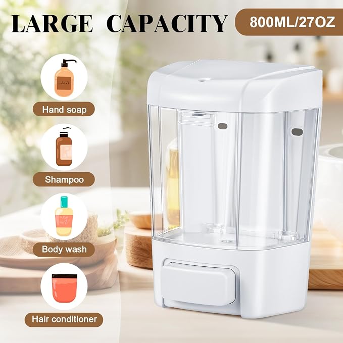 Hushee 4 Pcs Plastic Wall Mounted Soap Dispenser Commercial Manual Soap - Image 5