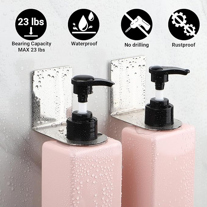 Segbeauty Stainless Soap Bottle Dispenser, 3 Pack Dia 1.1in 2.8cm Drill-Free - Image 4