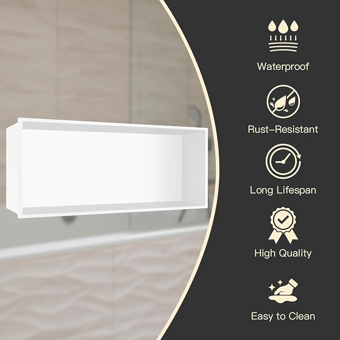12" X 24" Stainless Steel Shower Niche Insert Tile Ready, Niche - Image 5