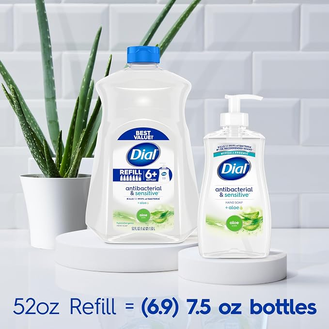 Dial Antibacterial Defense Liquid Hand Soap + Aloe, Aloe Scent, 52 Fl Oz Hand - Image 5