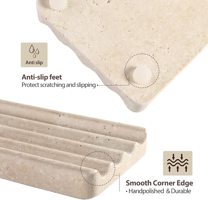 Koville Natural Travertine Soap Dish - Image 3