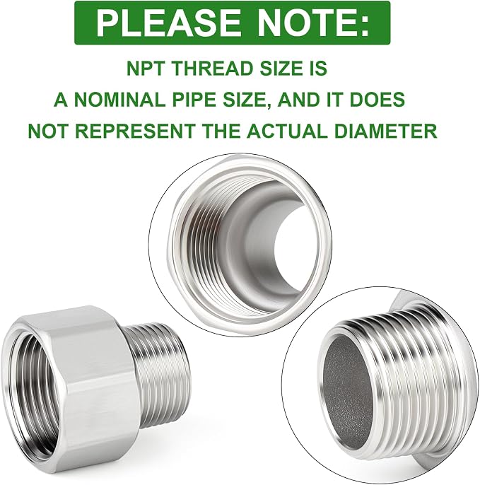 TAISHER 5PCS 304 Stainless Steel Pipe Fitting, 3/4" NPT Male x 1" NPT Female - Image 4